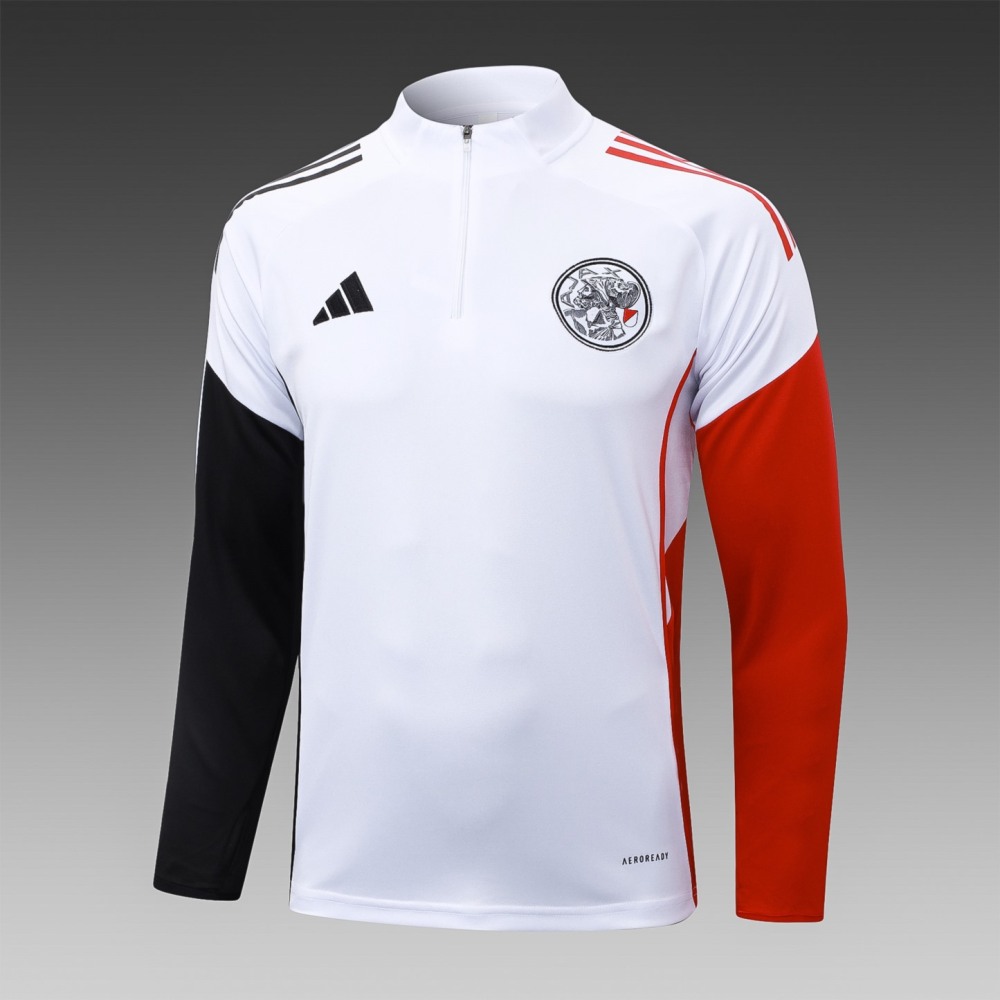 202526 Ajax white-black Long-sleeved half-pull training kit Football team kit