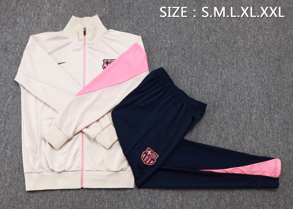 2024/25 Barcelona beige Jacket Training Suit Set Football Team Shirt Sports Fashion