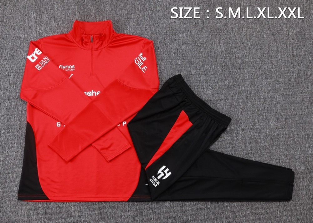 202526 AI Hilal Riyadh Red Long-sleeved half-pull training kit Football team kit