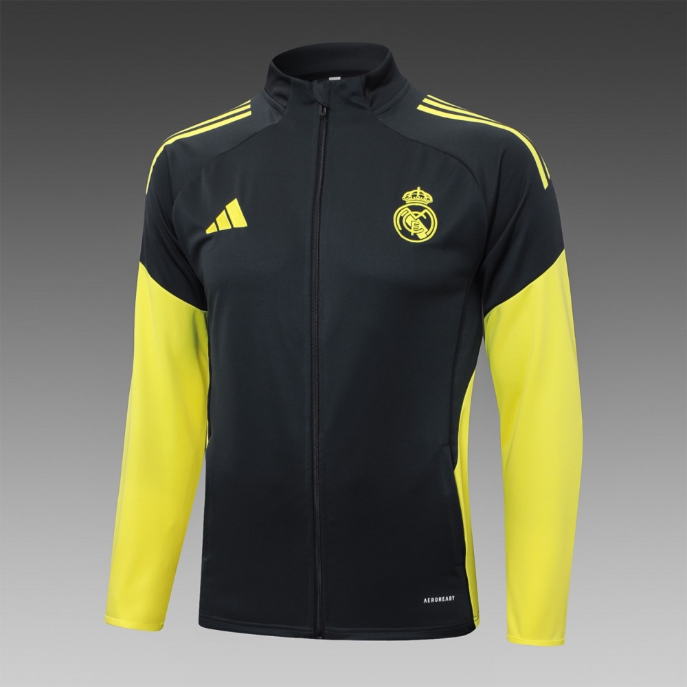 2025/26 Real Madrid dark gray Jacket Training Suit Set Football Team Shirt Sports Fashion