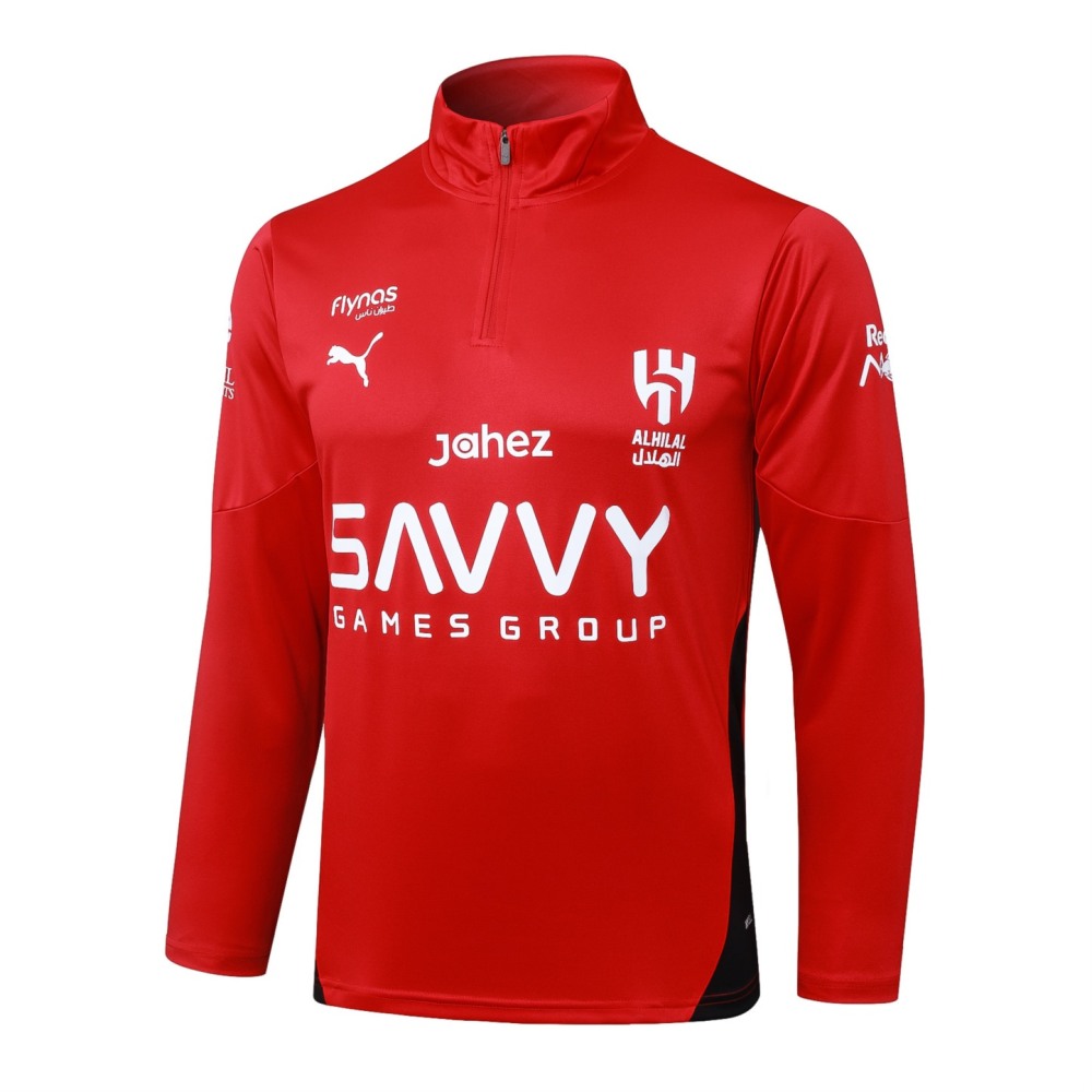 202526 AI Hilal Riyadh Red Long-sleeved half-pull training kit Football team kit