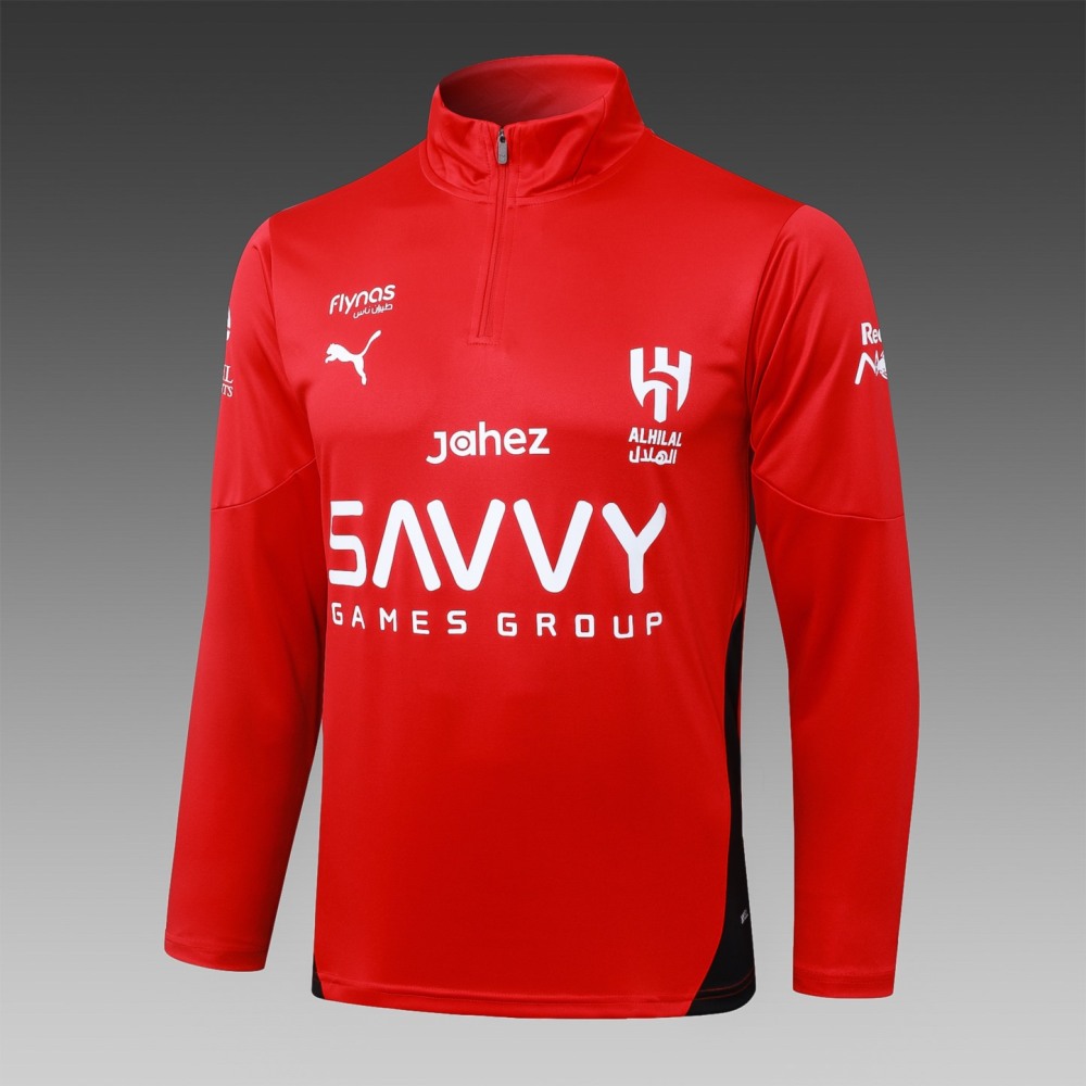 202526 AI Hilal Riyadh Red Long-sleeved half-pull training kit Football team kit