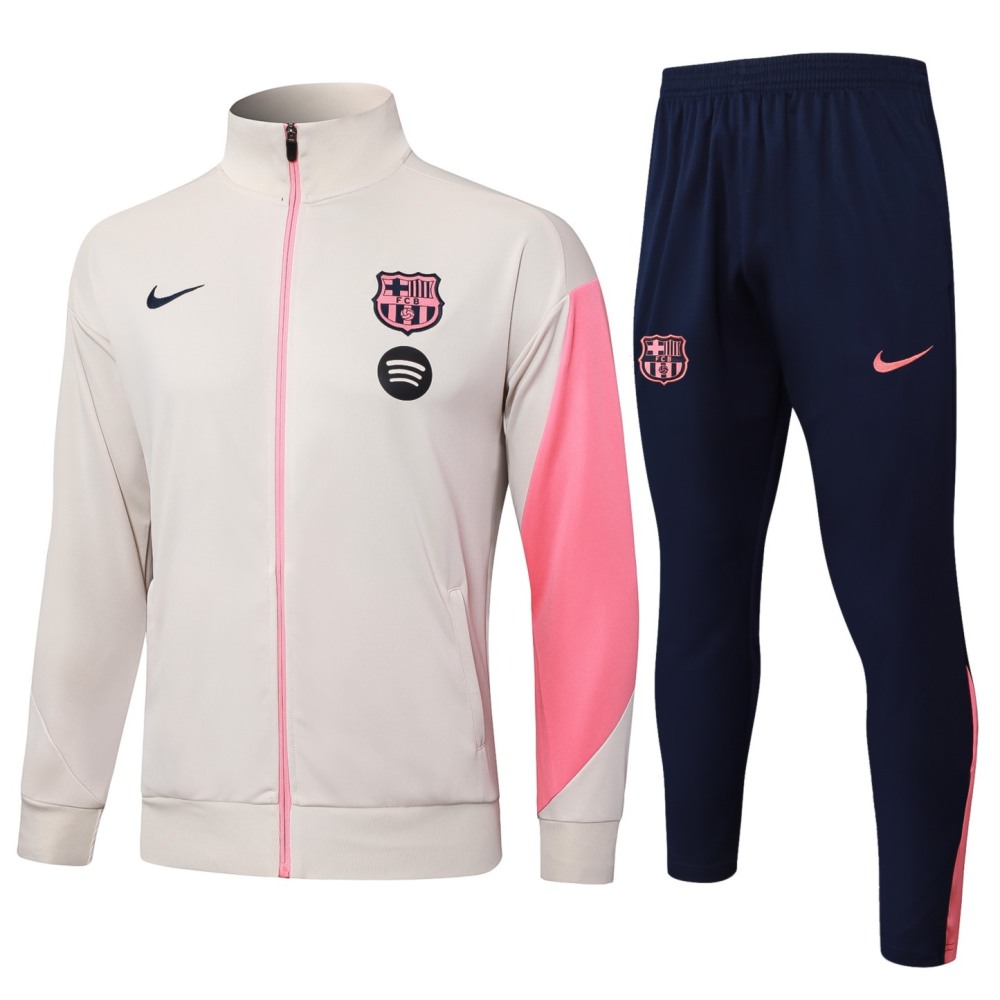2024/25 Barcelona beige Jacket Training Suit Set Football Team Shirt Sports Fashion
