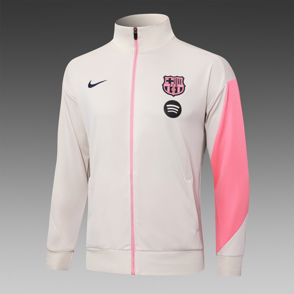 2024/25 Barcelona beige Jacket Training Suit Set Football Team Shirt Sports Fashion