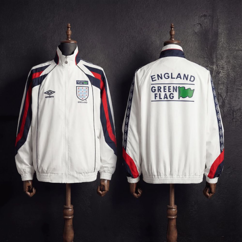 1998 Vintage Style England White Windbreaker Sport Unifom jersey Sport Unifom