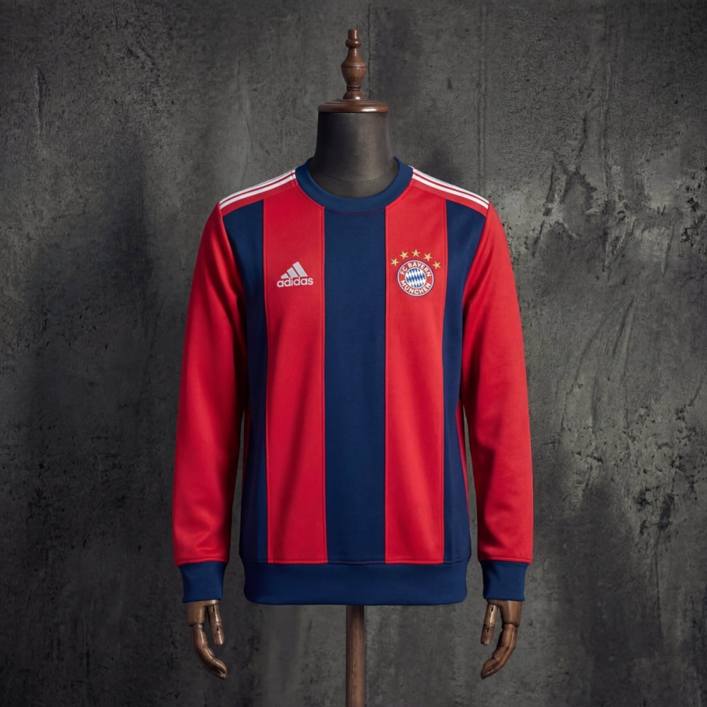 2025/26 Bayern Munich Long Sleeve Red & Cyan Sweatshirt