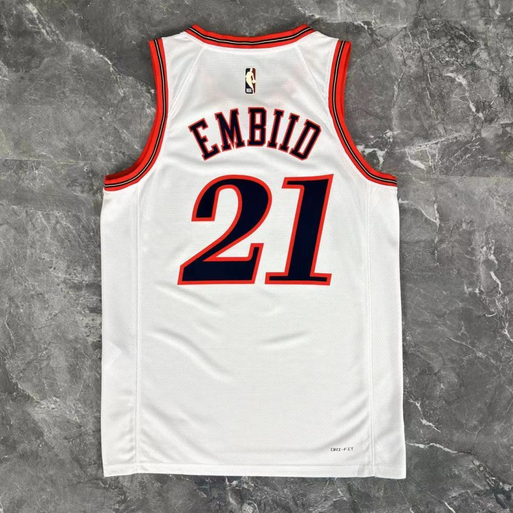 NBA Philadelphia 76ers 2026 Vintage Style White Jersey EMBIID#21