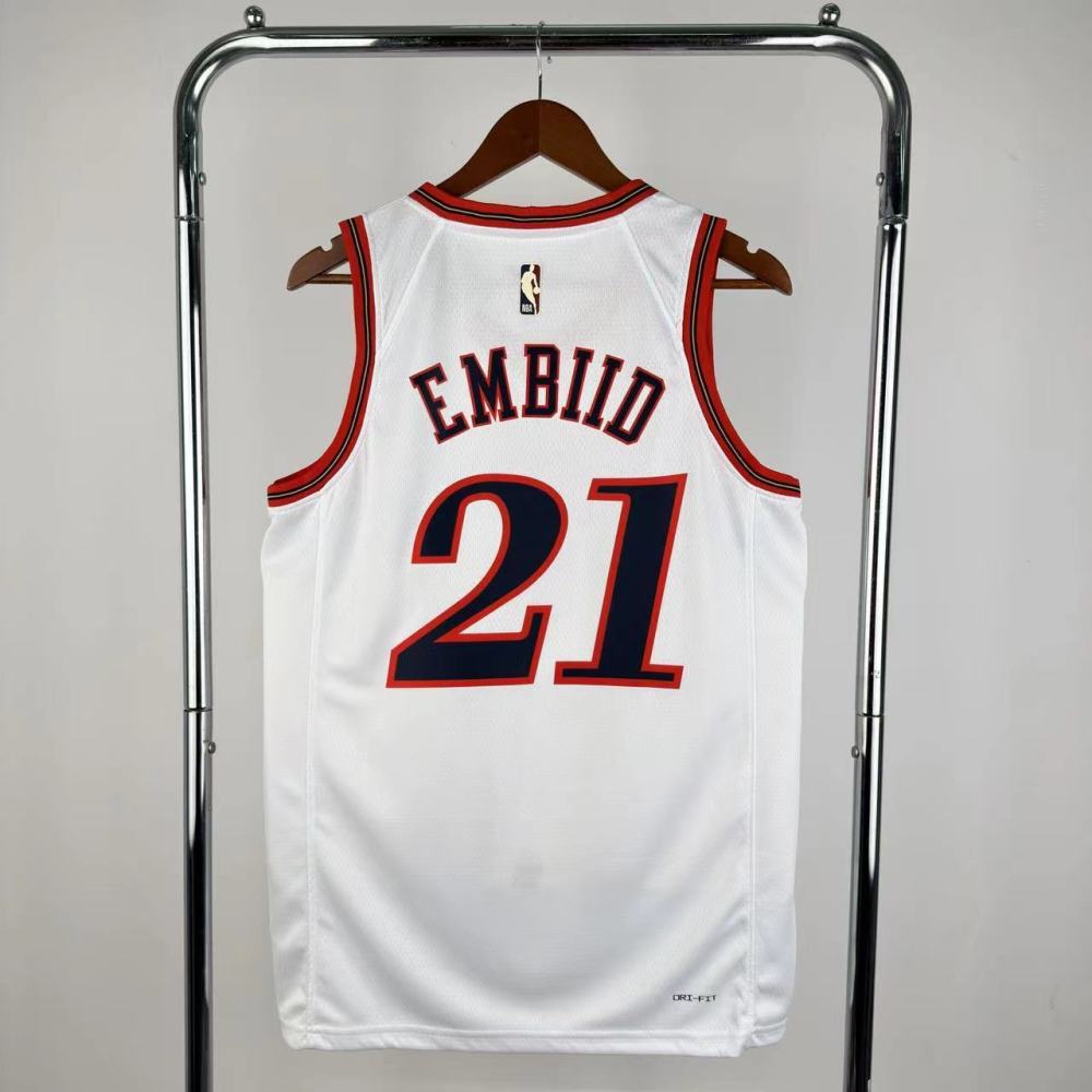 NBA Philadelphia 76ers 2026 Vintage Style White Jersey EMBIID#21