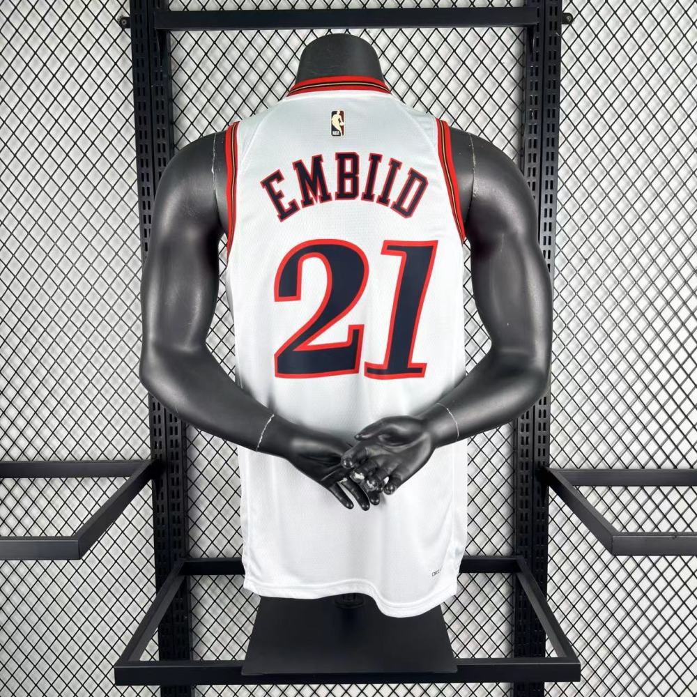 NBA Philadelphia 76ers 2026 Vintage Style White Jersey EMBIID#21