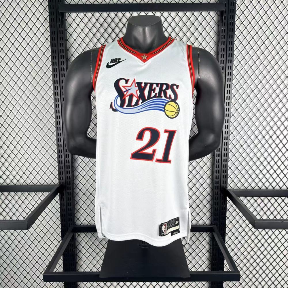NBA Philadelphia 76ers 2026 Vintage Style White Jersey EMBIID#21