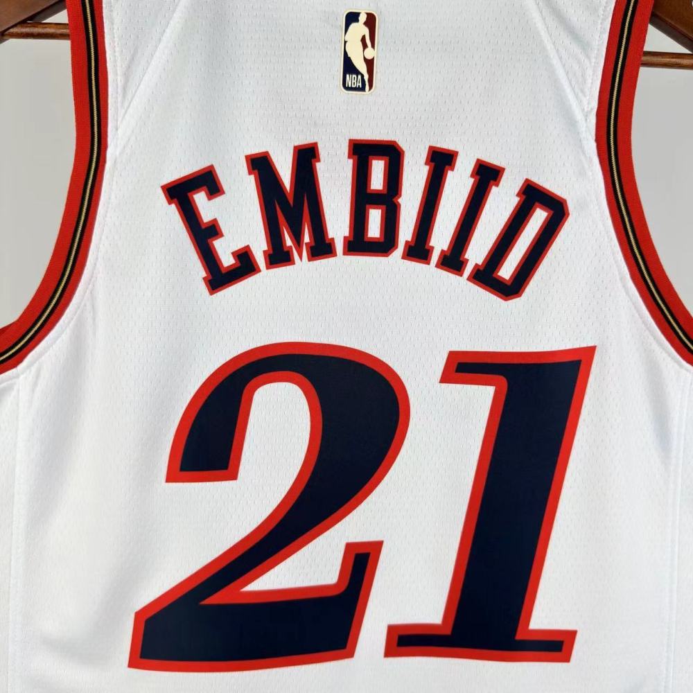 NBA Philadelphia 76ers 2026 Vintage Style White Jersey EMBIID#21