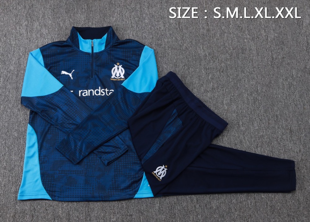 202526 Marseilles Cyan Long-sleeved half-pull training kit Football team kit