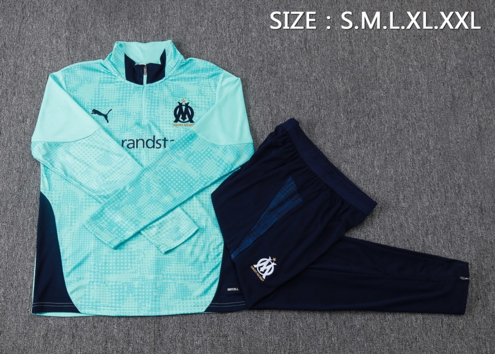 202526 Marseilles Light green Long-sleeved half-pull training kit Football team kit
