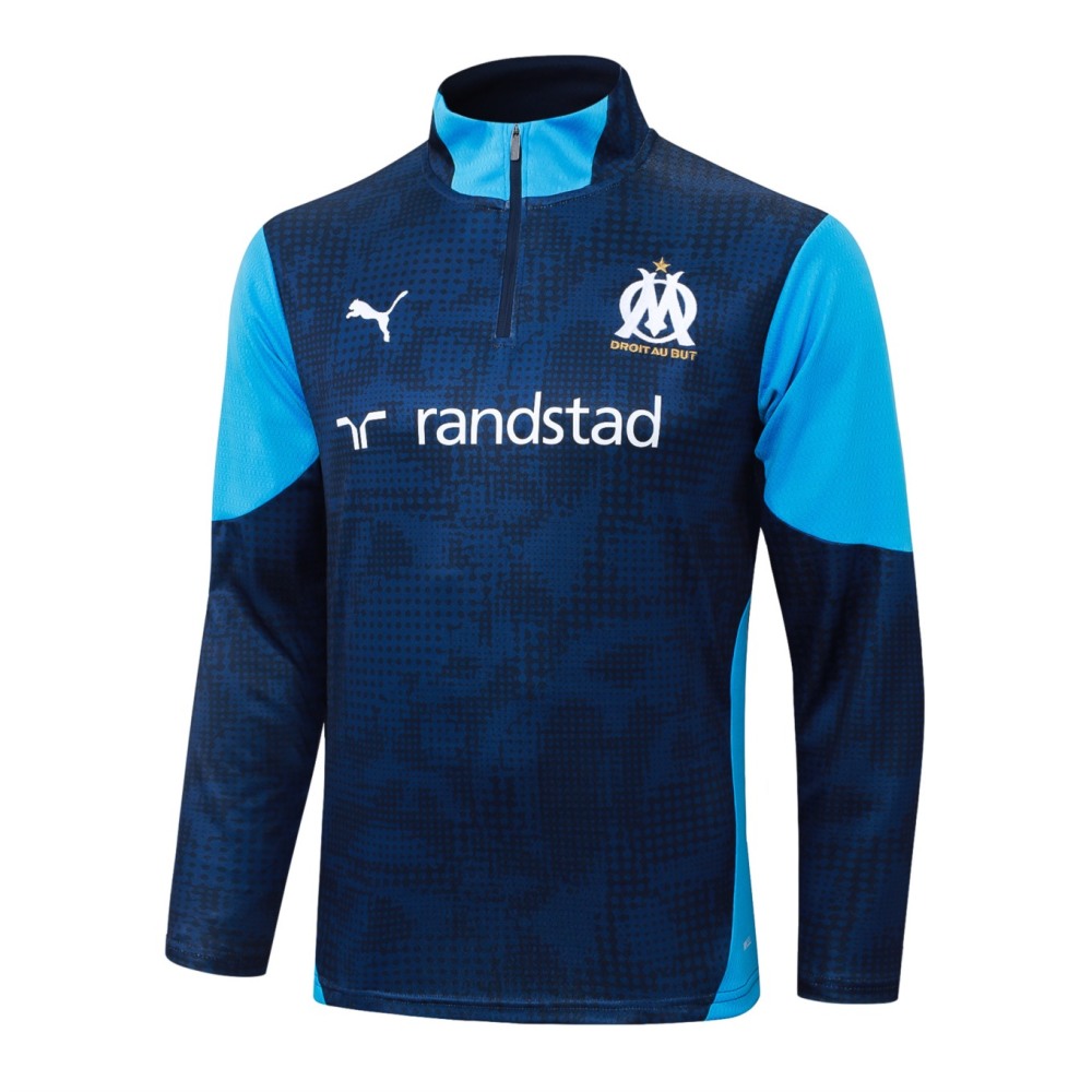 202526 Marseilles Cyan Long-sleeved half-pull training kit Football team kit