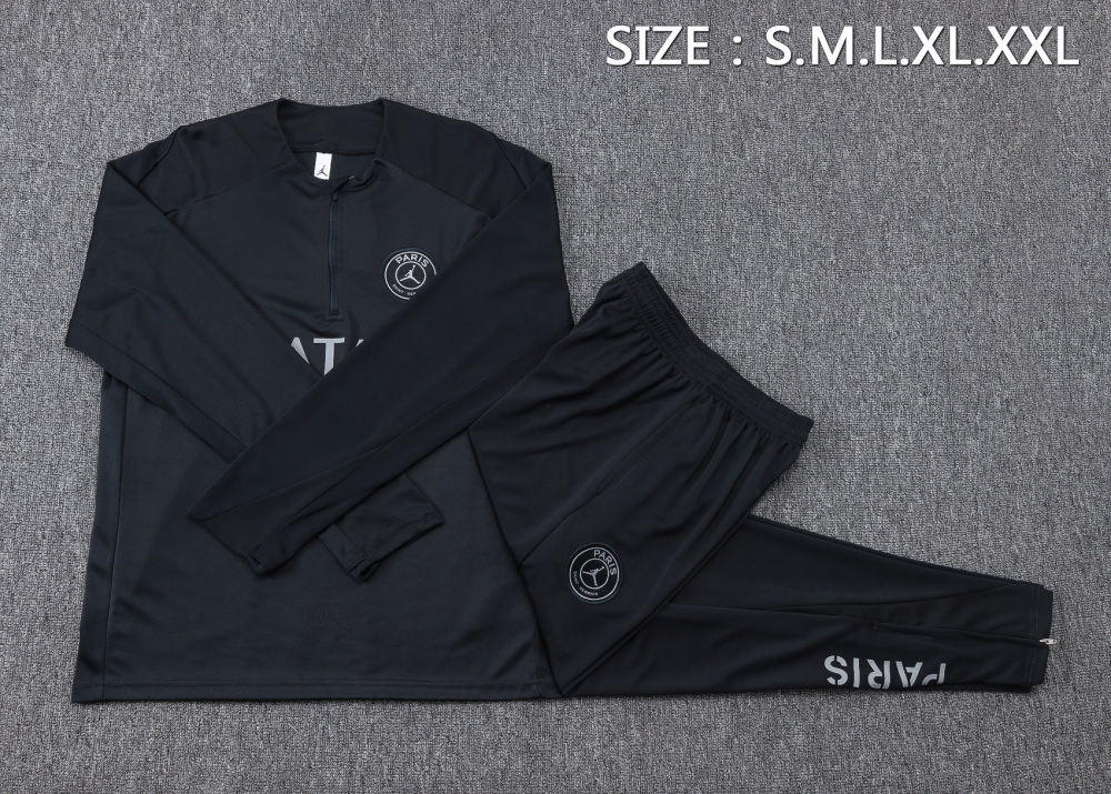 202526 PSG Dark grey Long-sleeved half-pull training kit Football team kit