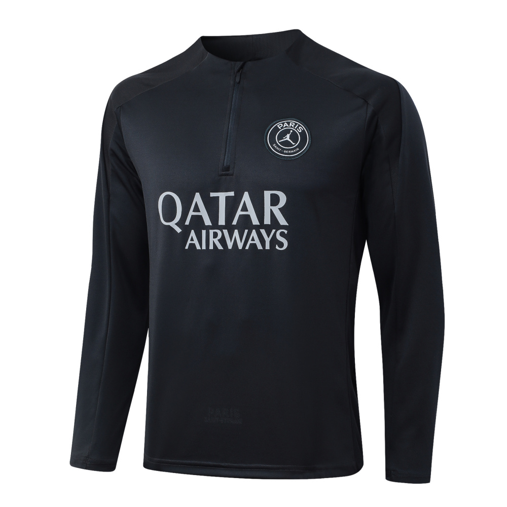 202526 PSG Dark grey Long-sleeved half-pull training kit Football team kit
