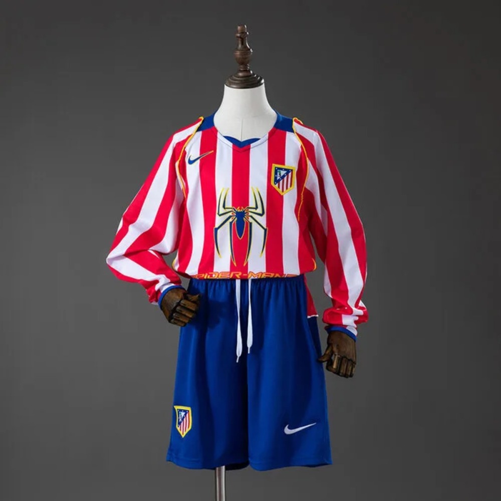 Retro Atletico Madrid 2004/05 Home Kid Kits Long Sleeve