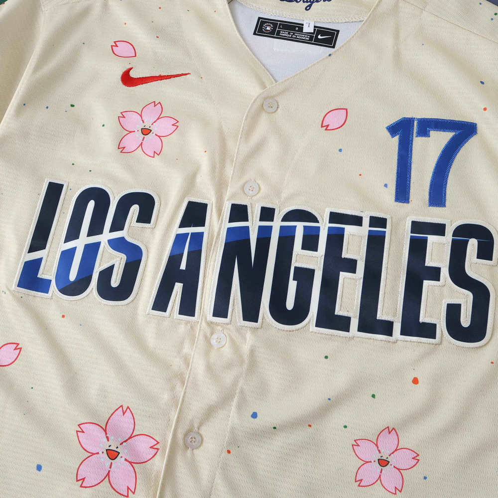 MLB LosAngeles Dodgers Beige Jesrey Flower Edition OHTANI #17
