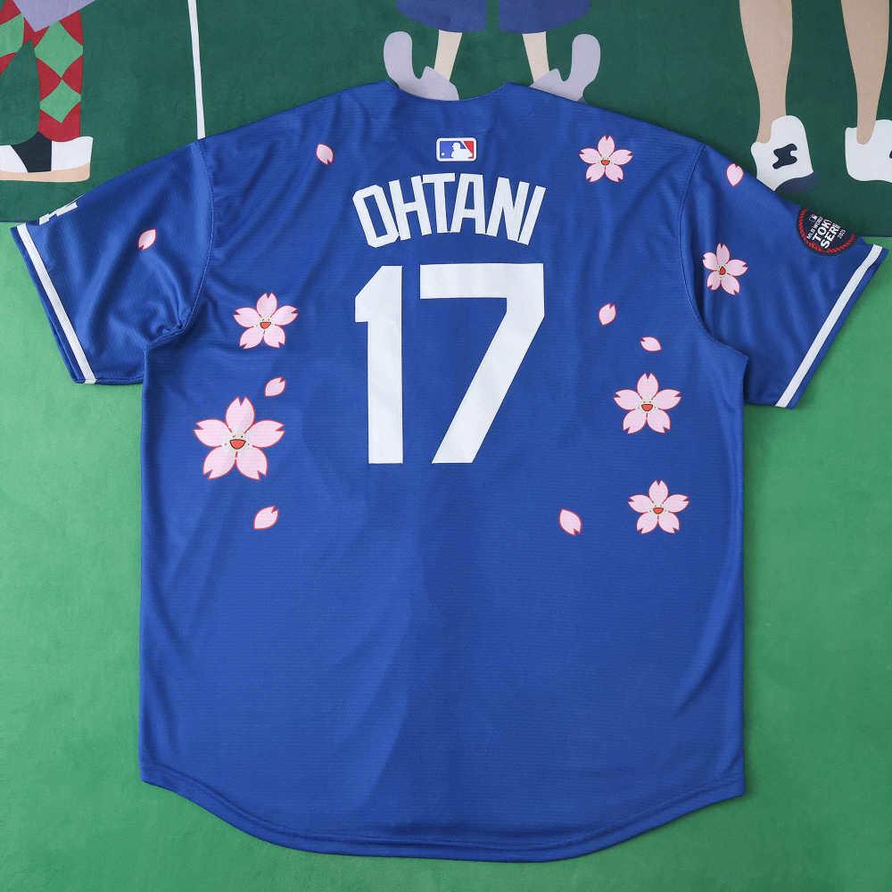 MLB LosAngeles Dodgers Blue Jesrey Flower Edition OHTANI #17