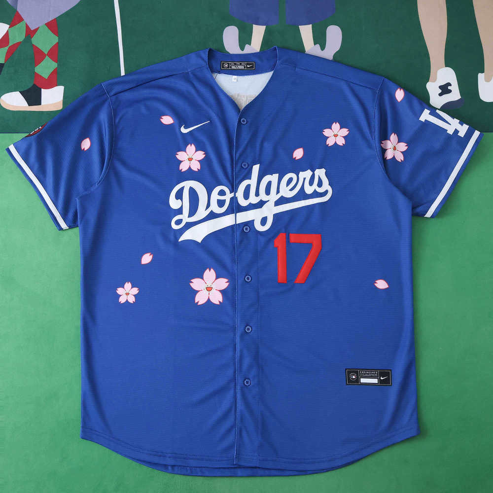 MLB LosAngeles Dodgers Blue Jesrey Flower Edition OHTANI #17