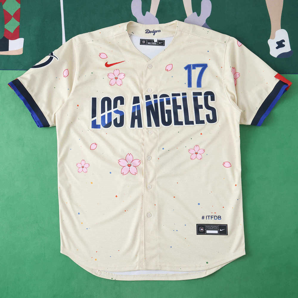 MLB LosAngeles Dodgers Beige Jesrey Flower Edition OHTANI #17