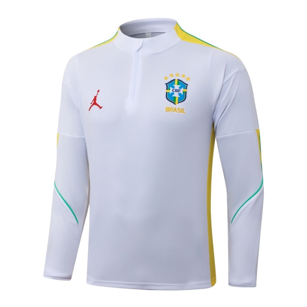 2026 Brazil White Long-sleeved half-pull training kit