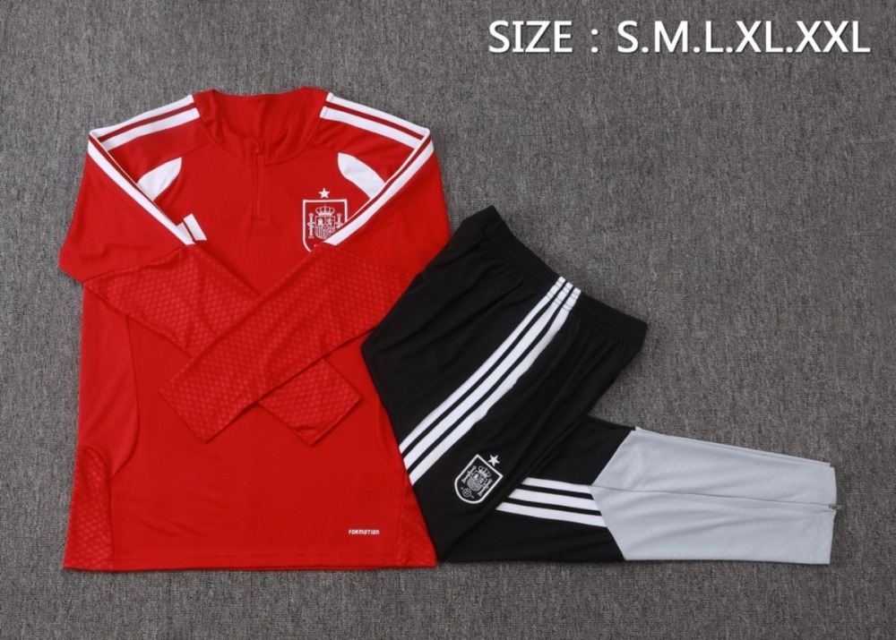 2026 Spain Red Long-sleeved half-pull training kit