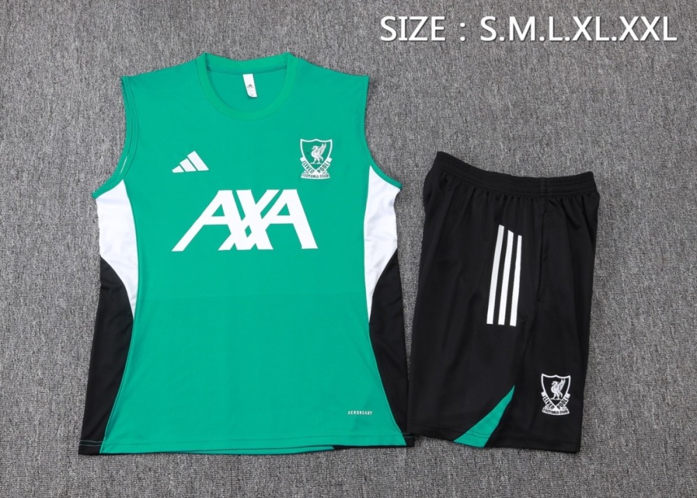 2026 Liverpool Green Training Set Shirt and Shorts