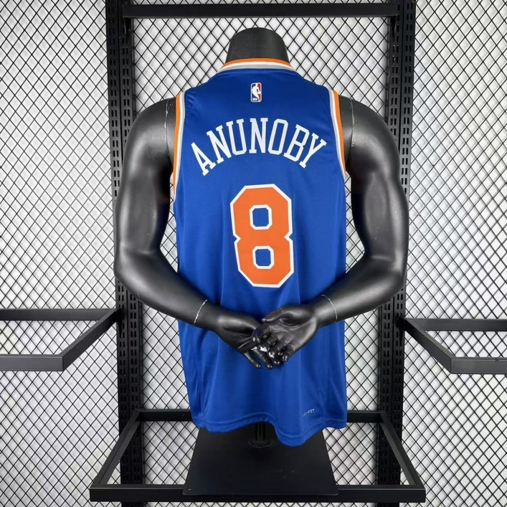 NBA New York Knicks Round Neck Blue JerseyANUNOBY#8