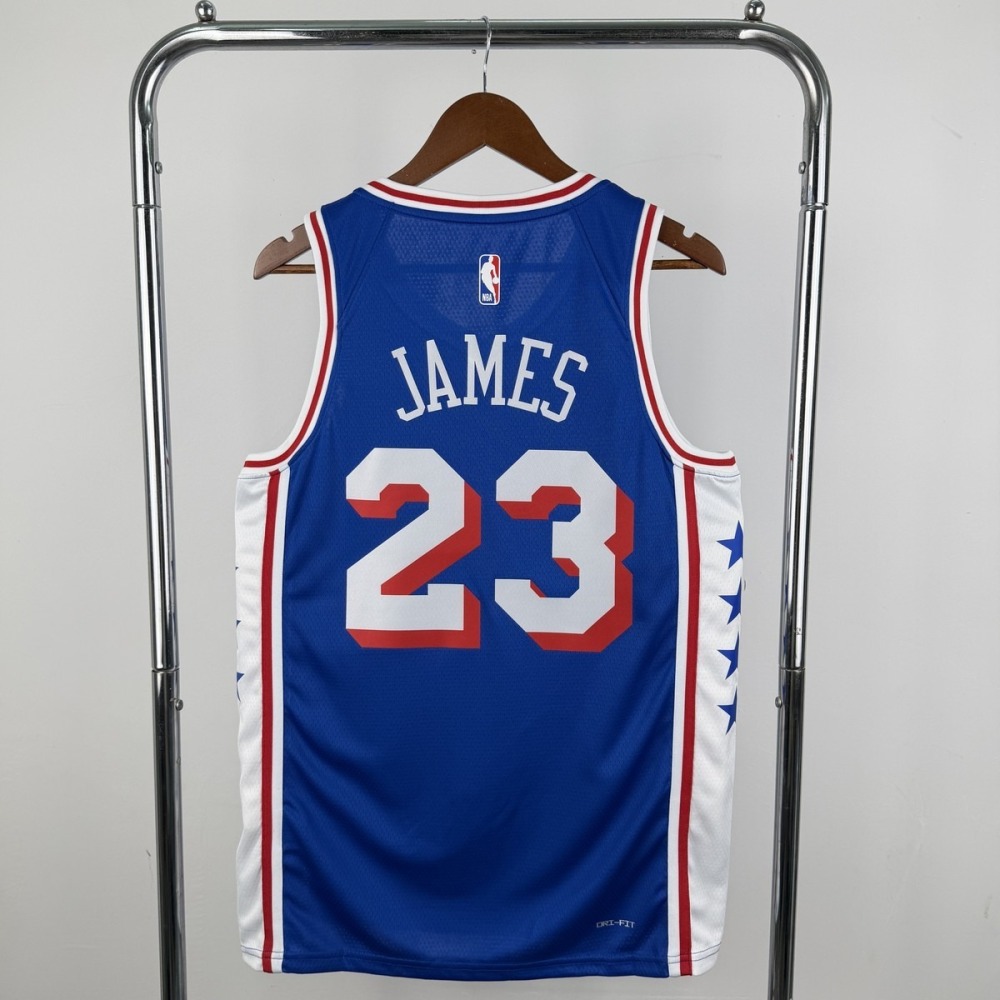 NBA Philadelphia 76ers 2023 V-Neck Blue JerseyJAMES#23