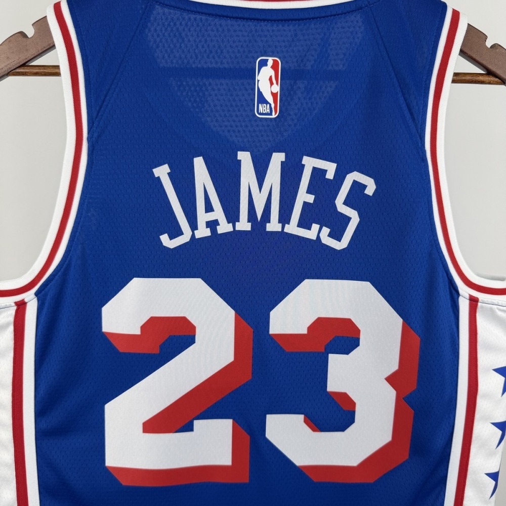 NBA Philadelphia 76ers 2023 V-Neck Blue JerseyJAMES#23
