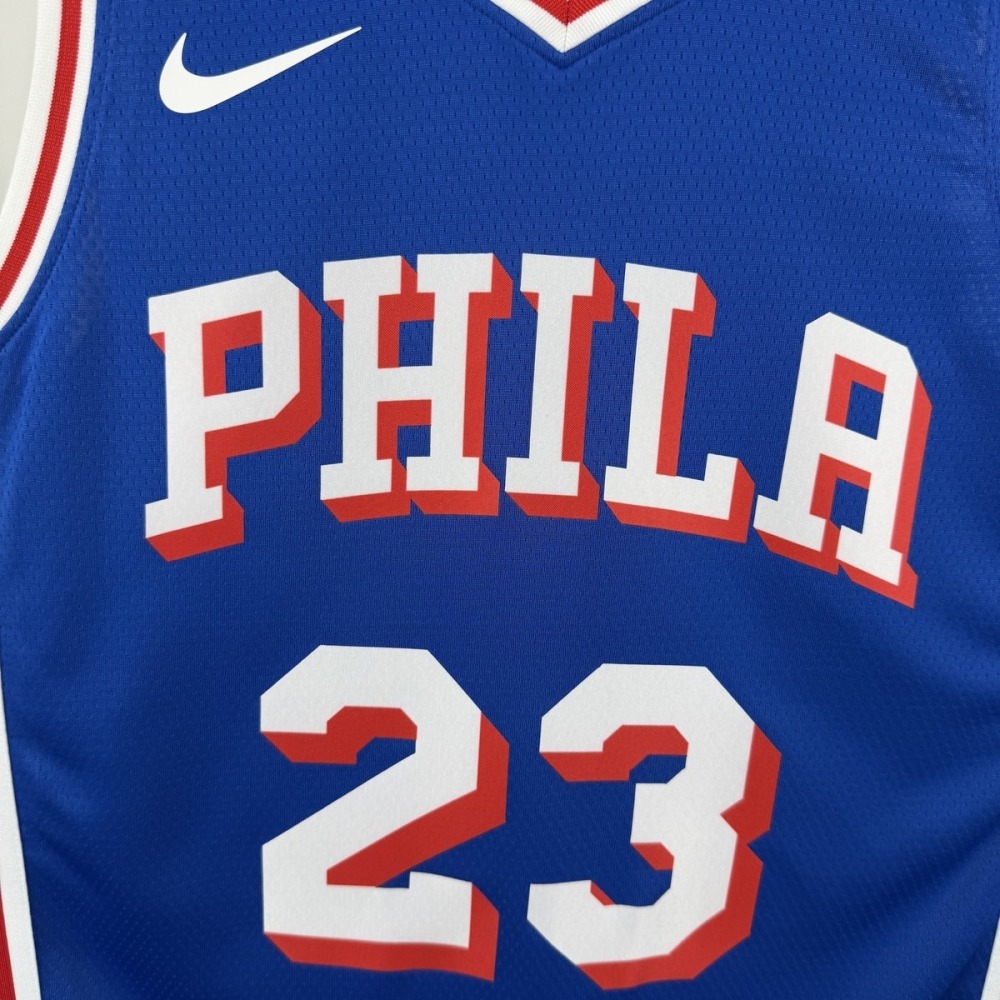 NBA Philadelphia 76ers 2023 V-Neck Blue JerseyJAMES#23