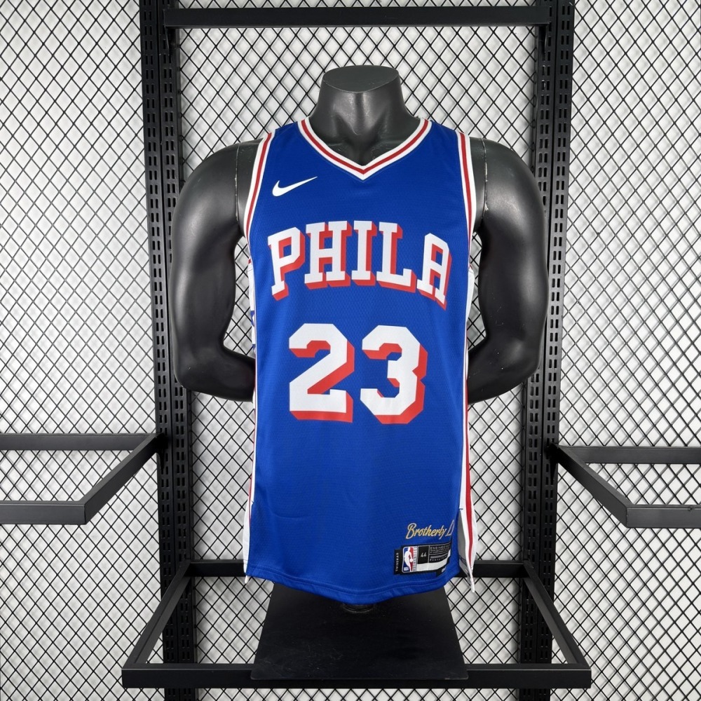 NBA Philadelphia 76ers 2023 V-Neck Blue JerseyJAMES#23