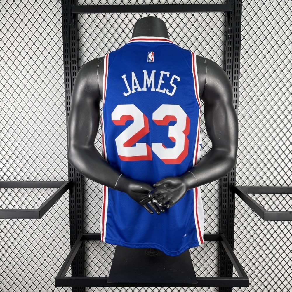 NBA Philadelphia 76ers 2023 V-Neck Blue JerseyJAMES#23