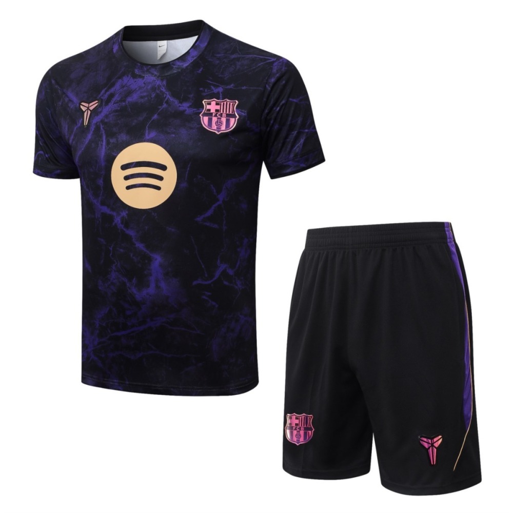2026 Barcelona Black Purple Training Set Shirt and Shorts