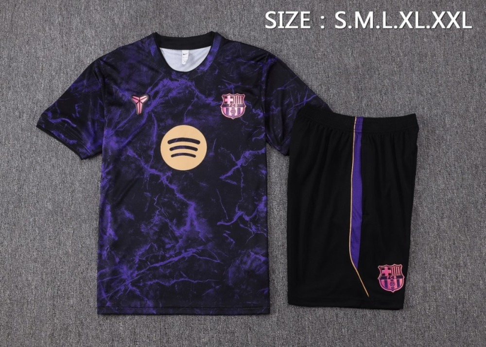 2026 Barcelona Black Purple Training Set Shirt and Shorts