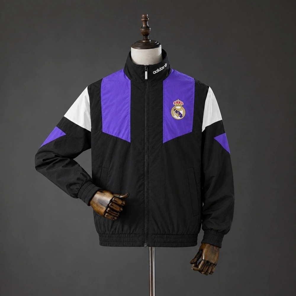 2026 Real Madrid EQT Track Black Jacket Windbreaker