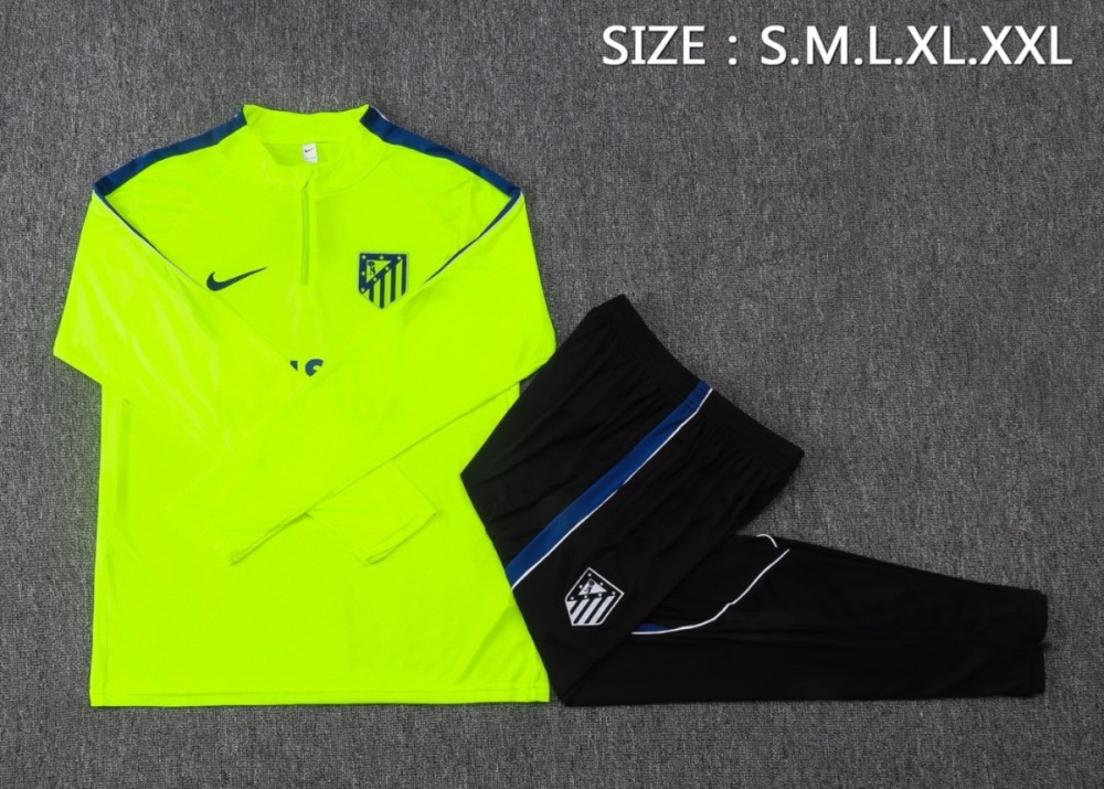 2026/27 Atletico Madrid Green Long-sleeved half-pulltraining kit