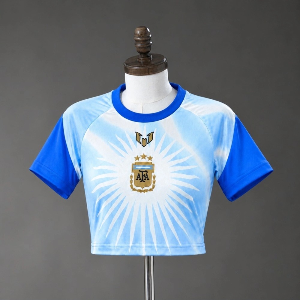 2026 Argentina Messi Farewell Pre-Match White Women'sCropJersey