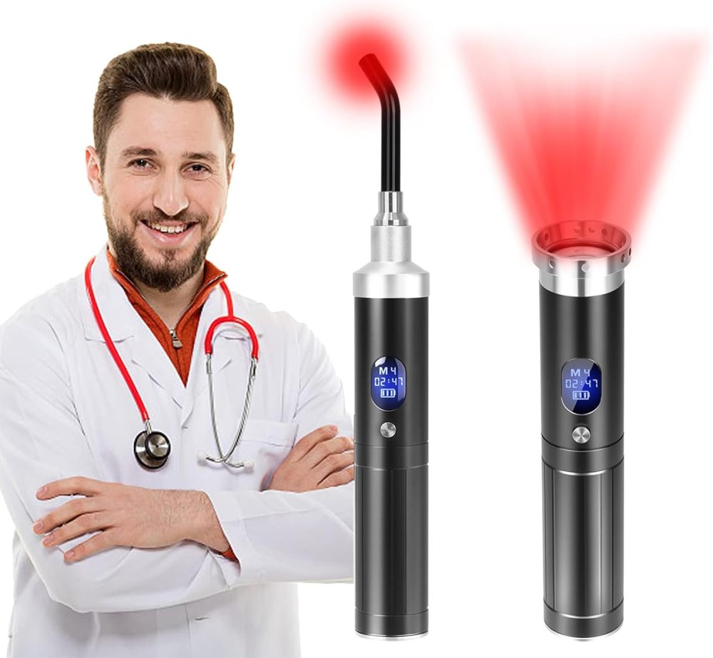 Cold Sore Red Light Therapy Infrared Light Therapy for Joints, Muscle and Nerve Pain, with Detachable Function, for Any Part of The Body (Black with LCD Display)