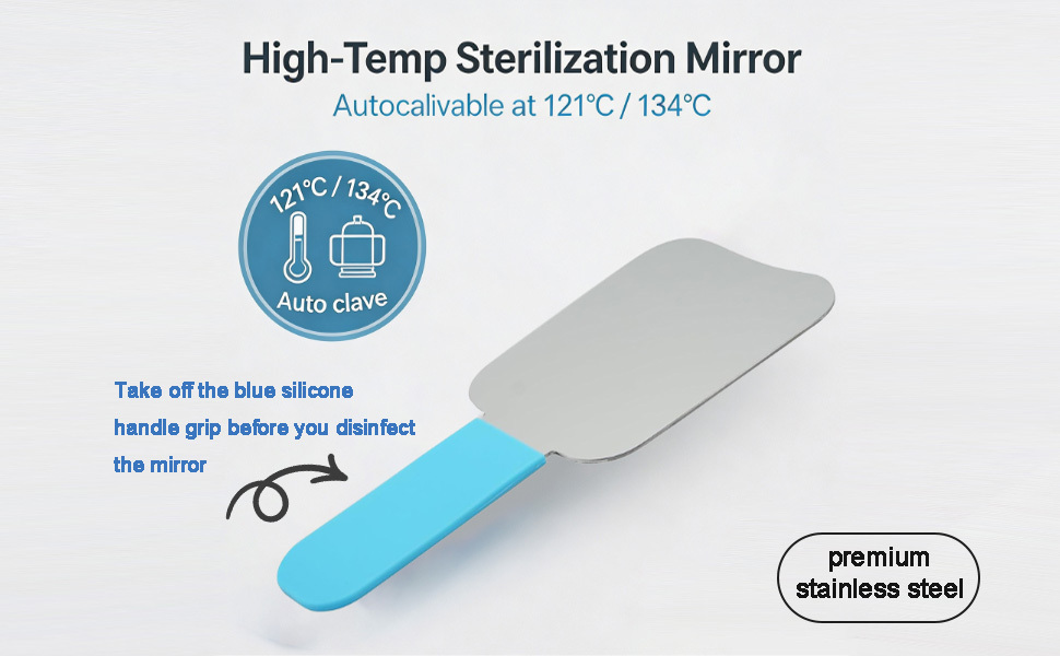 2 Sided Pofessional Dental Occlusal Photographic Mouth Mirror Rhodium Dental Plated  Intraoral Photo Reflector with silica handle  Dentist recommed