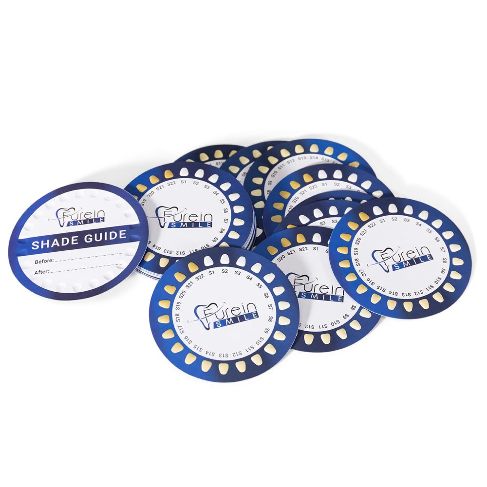 Professional Dental Teeth Color Shade Guide, 30 Pack Comparing Charts with 22 Shades, Navy Blue and White Color Cards