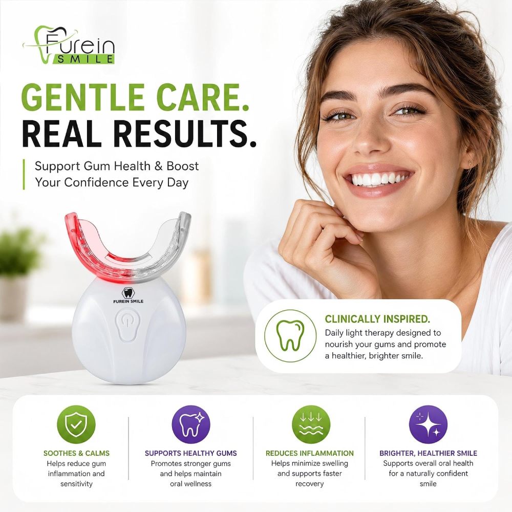 Portable Red & Near Infrared Light Therapy Device for Gum & Oral Comfort | 630nm & 850nm LED Lamp USB Cable Travel Size Home Use