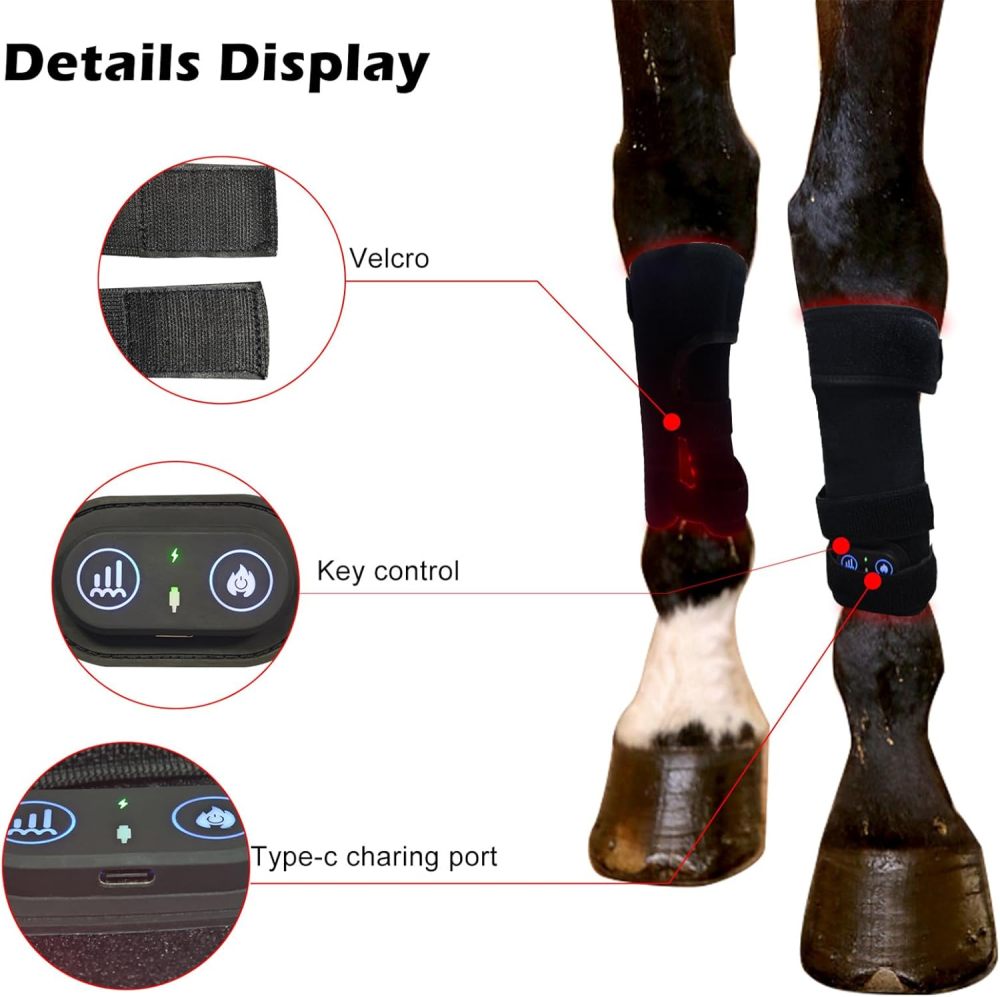 Red Light Therapy Wrap for Horse Legs, Wearable 660nm＆850nm Infrared Light Therapy Horses Boot, for Equine Muscle Recovery Right Leg