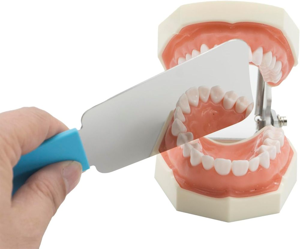 2 Sided Pofessional Dental Occlusal Photographic Mouth Mirror Rhodium Dental Plated  Intraoral Photo Reflector with silica handle  Dentist recommed