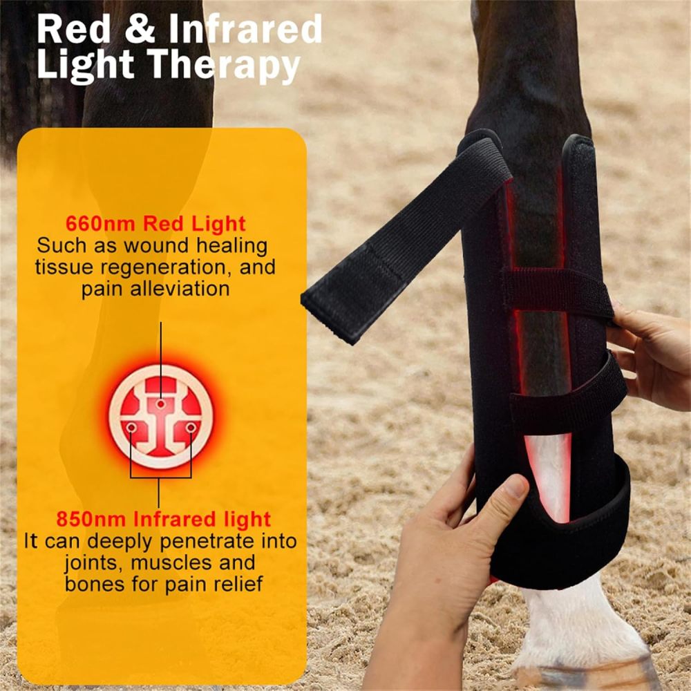 Red Light Therapy Wrap for Horse Legs, Wearable 660nm＆850nm Infrared Light Therapy Horses Boot, for Equine Muscle Recovery Right Leg