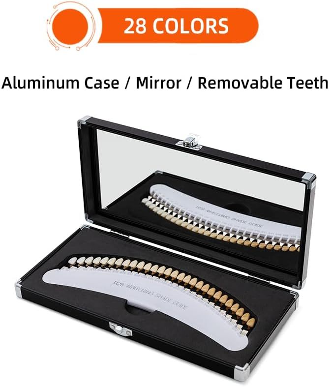 Professional 3D R-28 Dental Tooth Teeth Whitening Shade Guide for Dentist Tracking Teeth Whitening Course, Tooth Shade Guide with 28 Colors