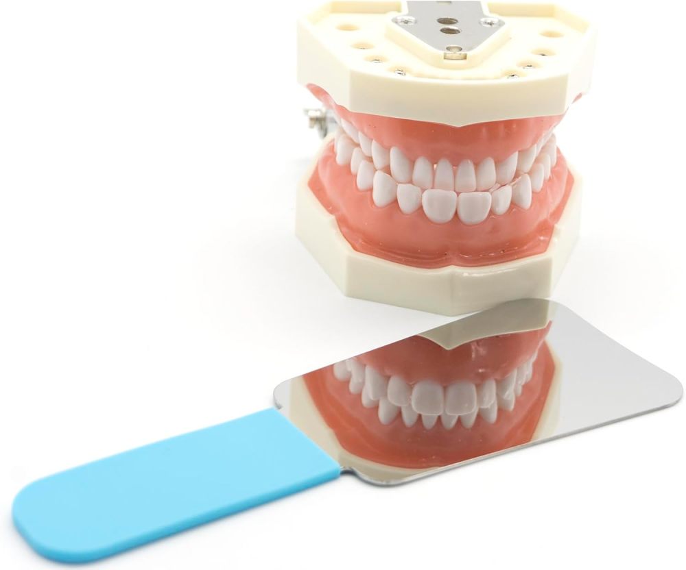 2 Sided Pofessional Dental Occlusal Photographic Mouth Mirror Rhodium Dental Plated  Intraoral Photo Reflector with silica handle  Dentist recommed