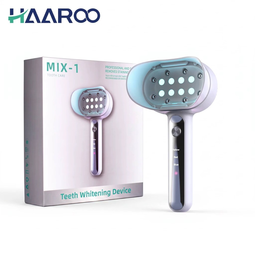 Handheld Teeth Whitening Device 16 LED 3 Color Light Cheilitis Therapy Fade Dark Lips 460nm 650nm 565nm 4 Modes