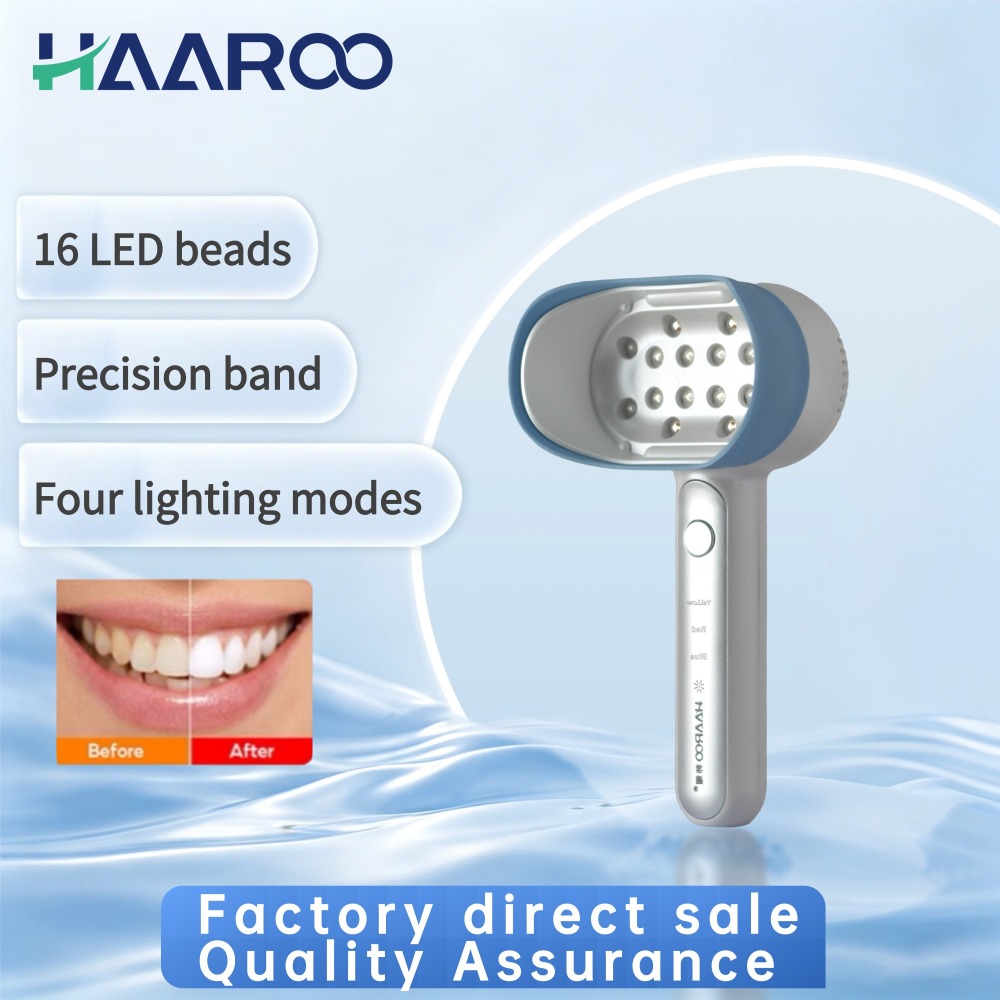 Handheld Teeth Whitening Device 16 LED 3 Color Light Cheilitis Therapy Fade Dark Lips 460nm 650nm 565nm 4 Modes